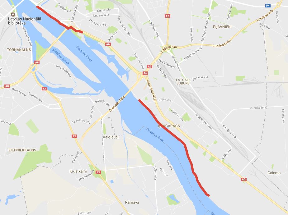 Veloceļš “Centrs - Dārziņi” Rīgas domes Satiksmes departamenta veloinfrastruktūras kartē.